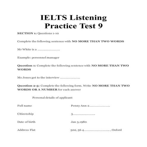Ielts listening practice test 9- ieltsmaterial.com