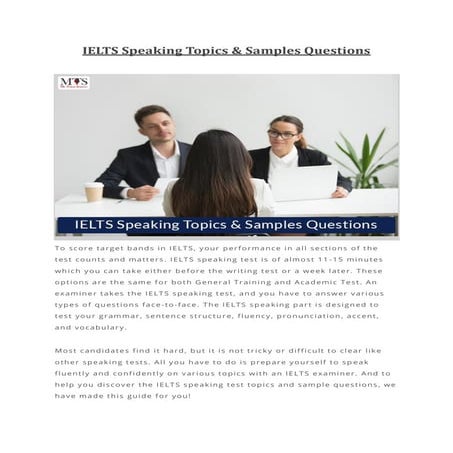 IELTS Speaking Topics & Samples Questions