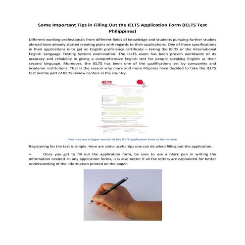 IELTS Test Application Form Tips | PDF