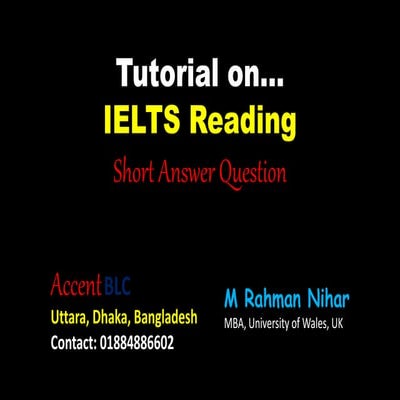 IELTS Reading Short Answer Question