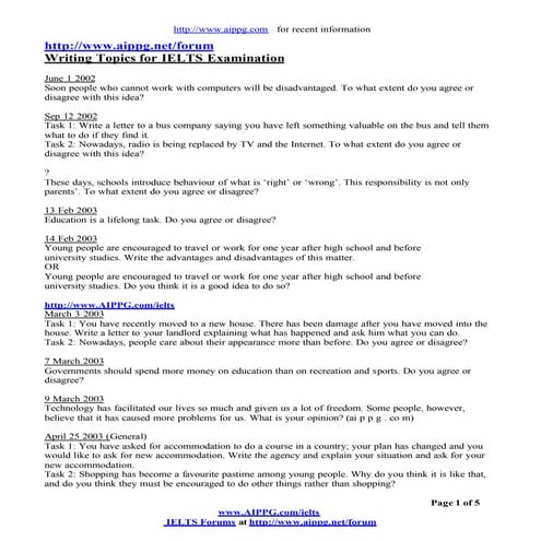 Ielts writing topics