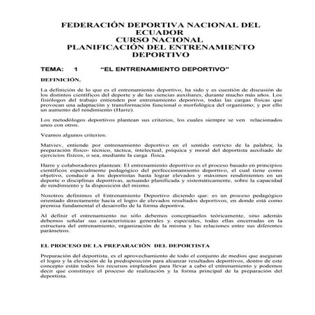 I entrenamiento deportivo