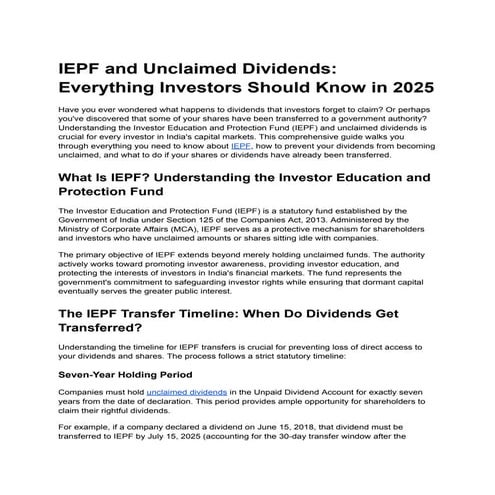 IEPF and Unclaimed Dividends_ Everything Investors Should Know in 2025 ...