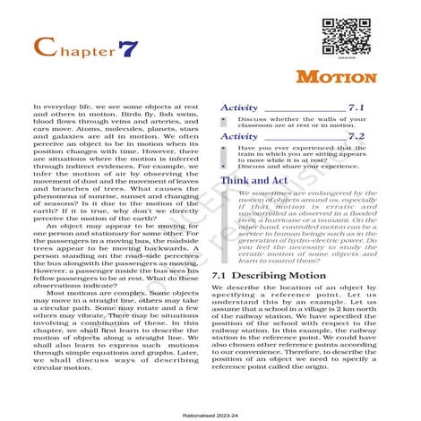 MOTION FOR CLASS 9 NCERT BOOK PDF FOR SELF STUDY