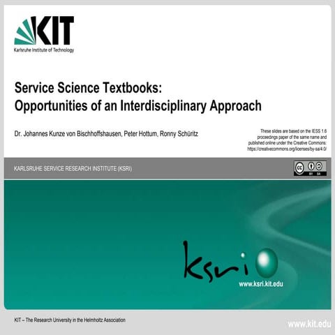 Service Science Textbooks: Opportunities of an Interdisciplinary Approach