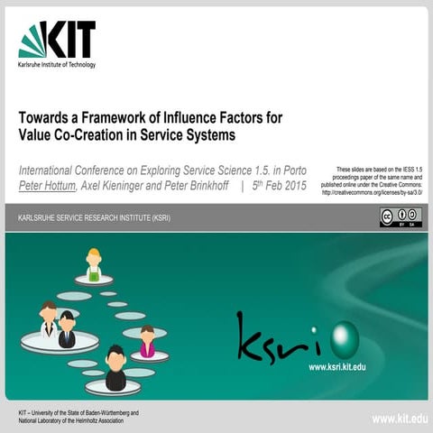 Towards a Framework of Influence Factors for Value Co-Creation in Service Sys...