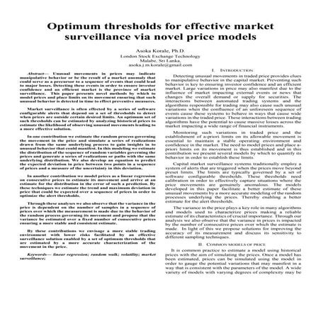 Modeling prices for capital market surveillance
