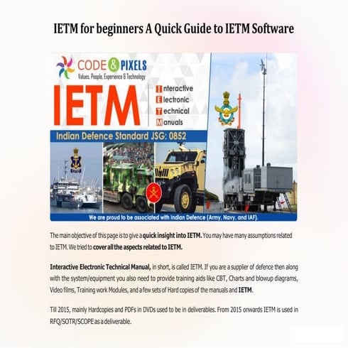 IETM for beginners - A Quick Guide to IETM - Code and Pixels | PDF