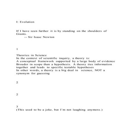 I EvolutionIf I have seen further it is by standing on th