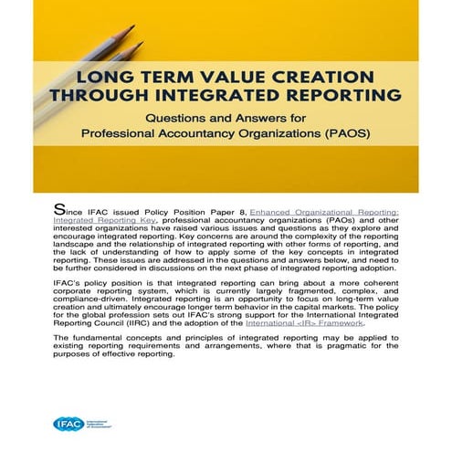 Long Term Value Creation Through Integrated Reporting