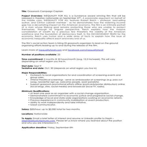 Work for Change! Be an IFA Organizer!