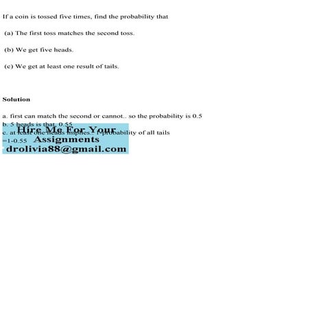 If a coin is tossed five times, find the probability that (a) Th.pdf