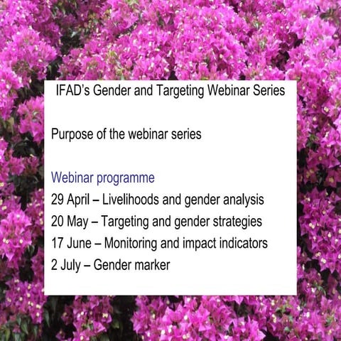 IFAD’s Gender and Targeting Webinar Series - Monitoring and impact indicators