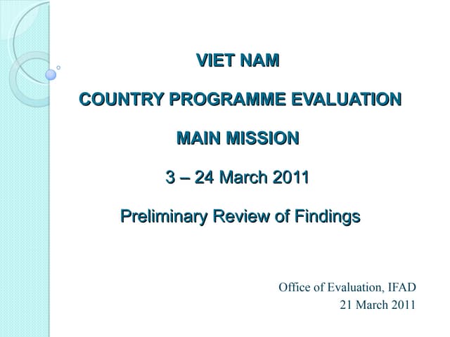 IFAD Vietnam Country Programme Evaluation March 2011