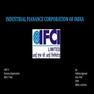 IFCI, Industrial Finance Corporation of INDIA