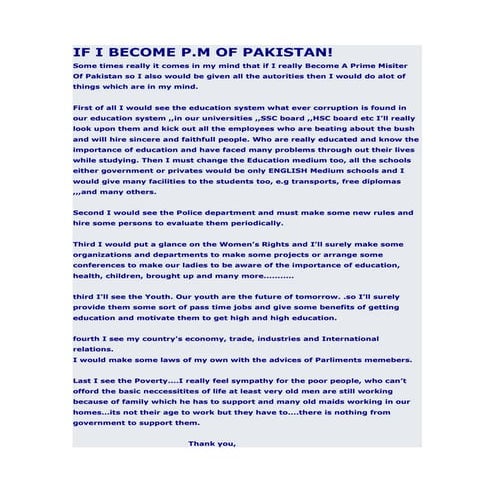 If i become pm of pakistan | DOC
