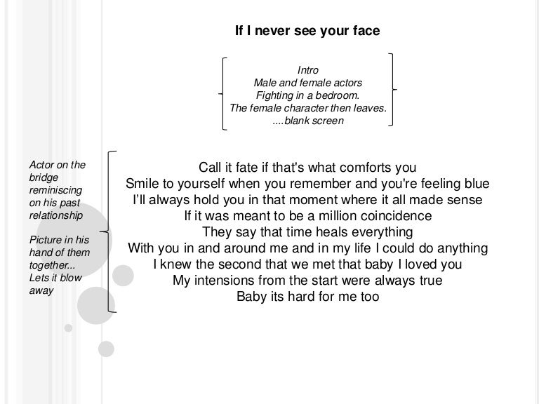 If i never see your face lyrics