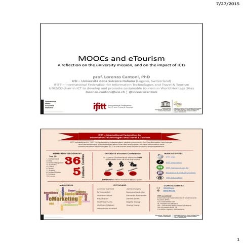 MOOCs and eTourism. A reflection on the university mission, and on the impact of ICTs