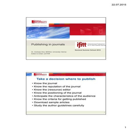 Publishing in journals