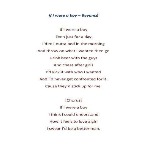 If i were a boy lyrics