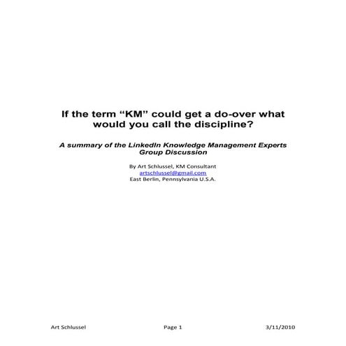 If the term KM could get a do-over