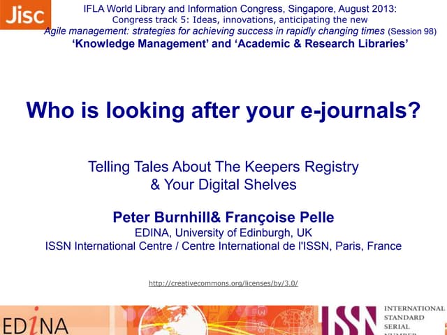 Who is looking after your e-journals?