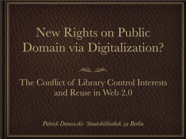 New Rights on Public Domain via Digitalization?