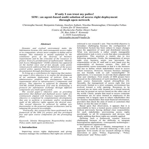 If only i can trust my police! sim an agent based audit solution of access ri...