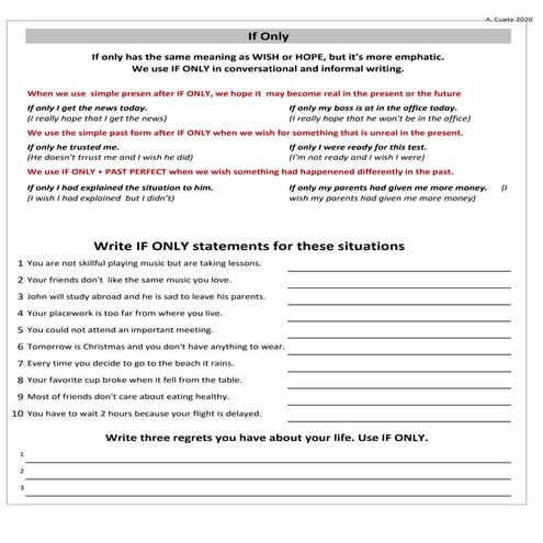 If-only practice sheet