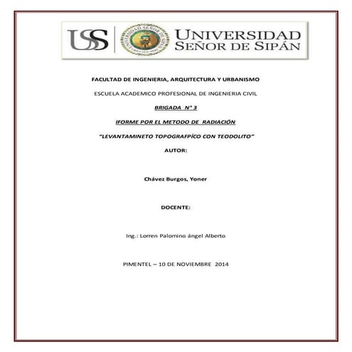 Iforme por el metodo de  radiación