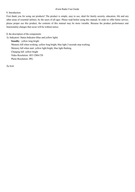 shower radio camera I form radio user guide