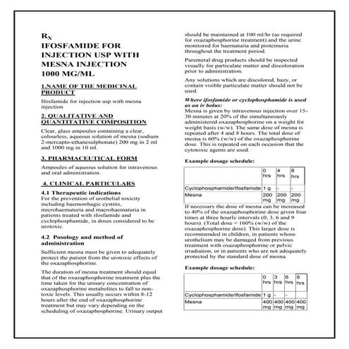 Ifosfamide for injection usp with mesna injection smpc taj ...