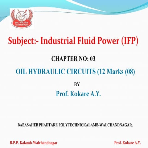 Ifp ch. no. 3 oil hydraulic circuit