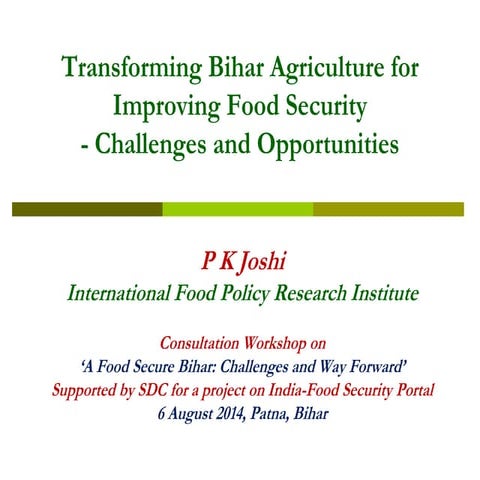 IFPRI - Food Secure Bihar, P K Joshi, IFPRI