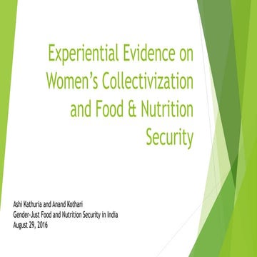 IFPRI-Experiential Evidence on Women’s Collectivization and Food and Nutritio...