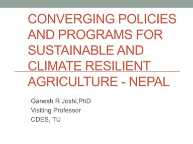IFPRI - NAES Conference on Sustainable & Resilient Agriculture - Ganesh Joshi