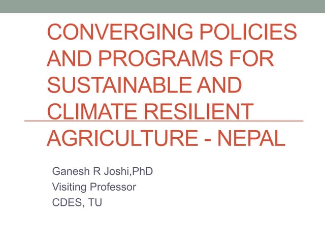 IFPRI - NAES Conference on Sustainable & Resilient Agriculture - Ganesh Joshi