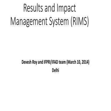 IFPRI - Results and Impact Management System (RIMS) | PDF