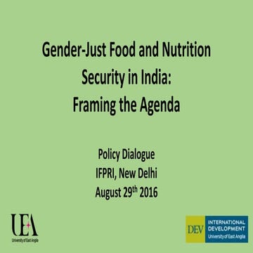 IFPRI-Gender Just Food and Nutrition Security-Dr. Nitya Rao