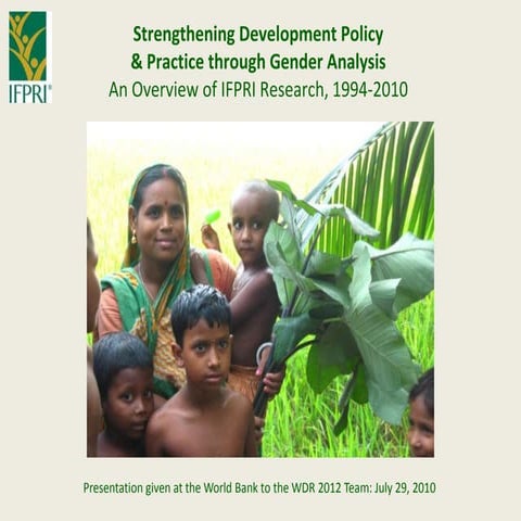 Ifpri gender work overview july 2010 revised final