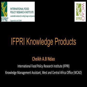 IFPRI KNOWLEDGE PRODUCTS