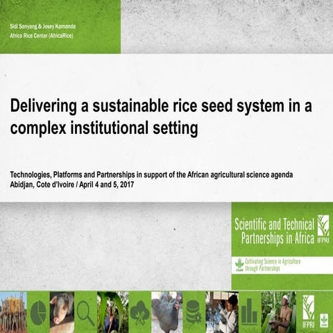 Delivering a sustainable rice seed system in a complex institutional setting