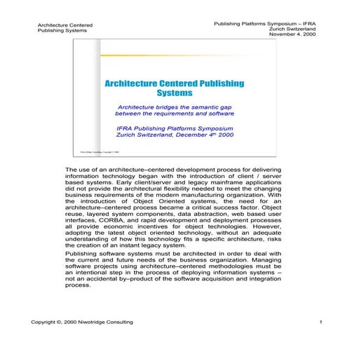 Architecture Centered Publishing Systems