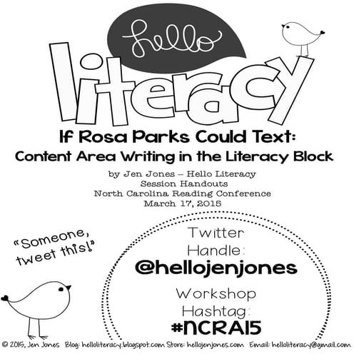 If Rosa Parks Could Text: Content Area Writing in the Literacy Block - Handouts