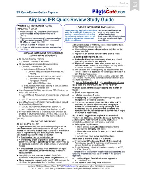 Ifr quick reviewsheets pilot cafe | PDF
