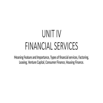 FINANCIAL SERVICES INDIAN FINANCIAL SYSTEM