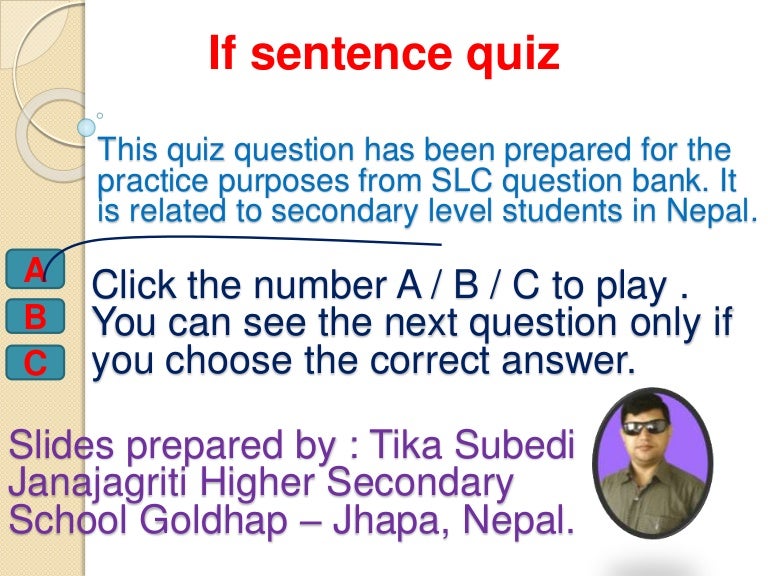 If sentence quiz
