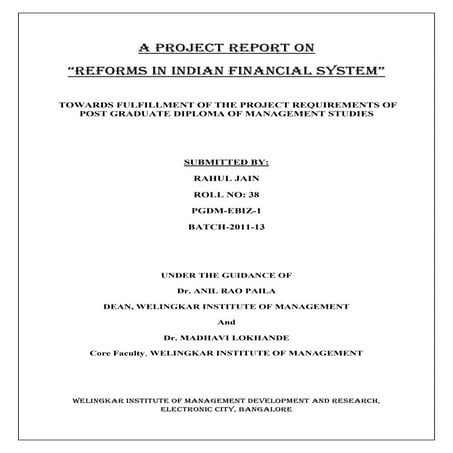 INDIAN FINANCIAL SYSTEM - REFORMS