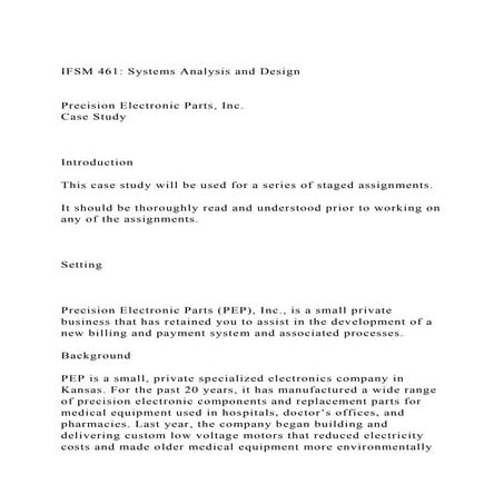 IFSM 461 Systems Analysis and Design Precision Electronic P.docx