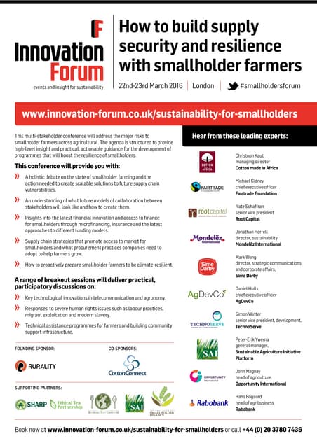 Sustainability for smallholders: How to build supply security and resilience with smallholder farmers